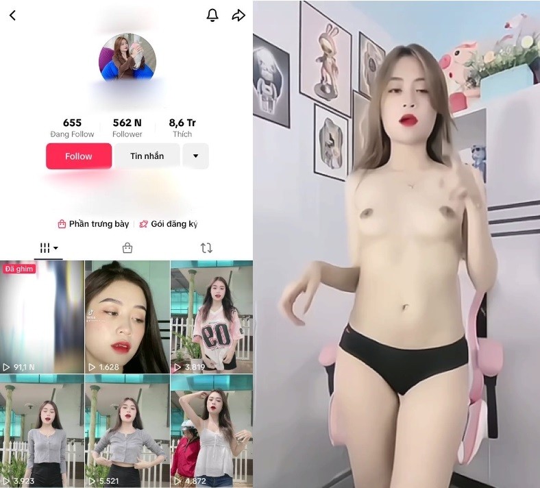 Tiktoker nhảy không mặc gì